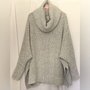 Ruby Moon Cowl Neck Sweater Oversized fit Dolman Sleeves Heather Gray XL